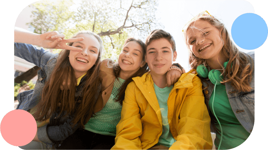 friendship and people concept - happy teenage friends or high school students having fun and making faces