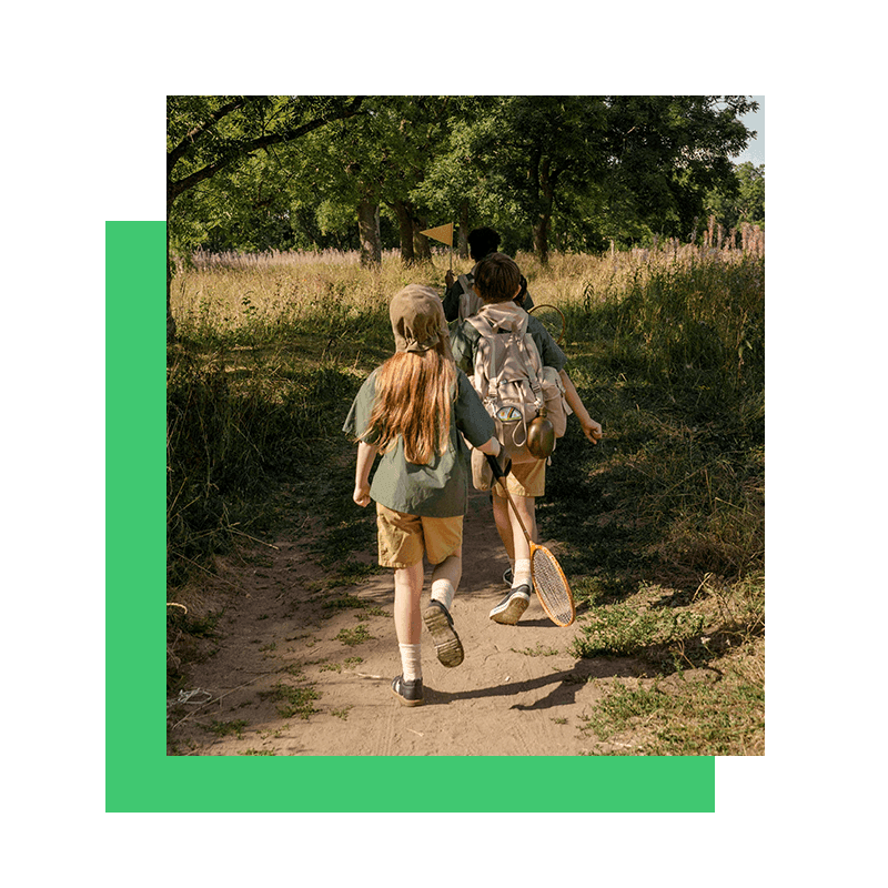 children enjoying trekking